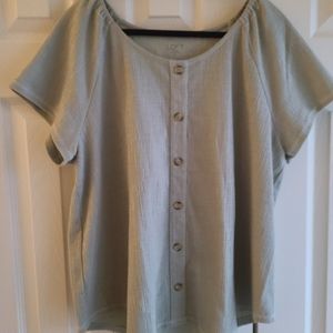 Sage Green Faux Button Down Blouse